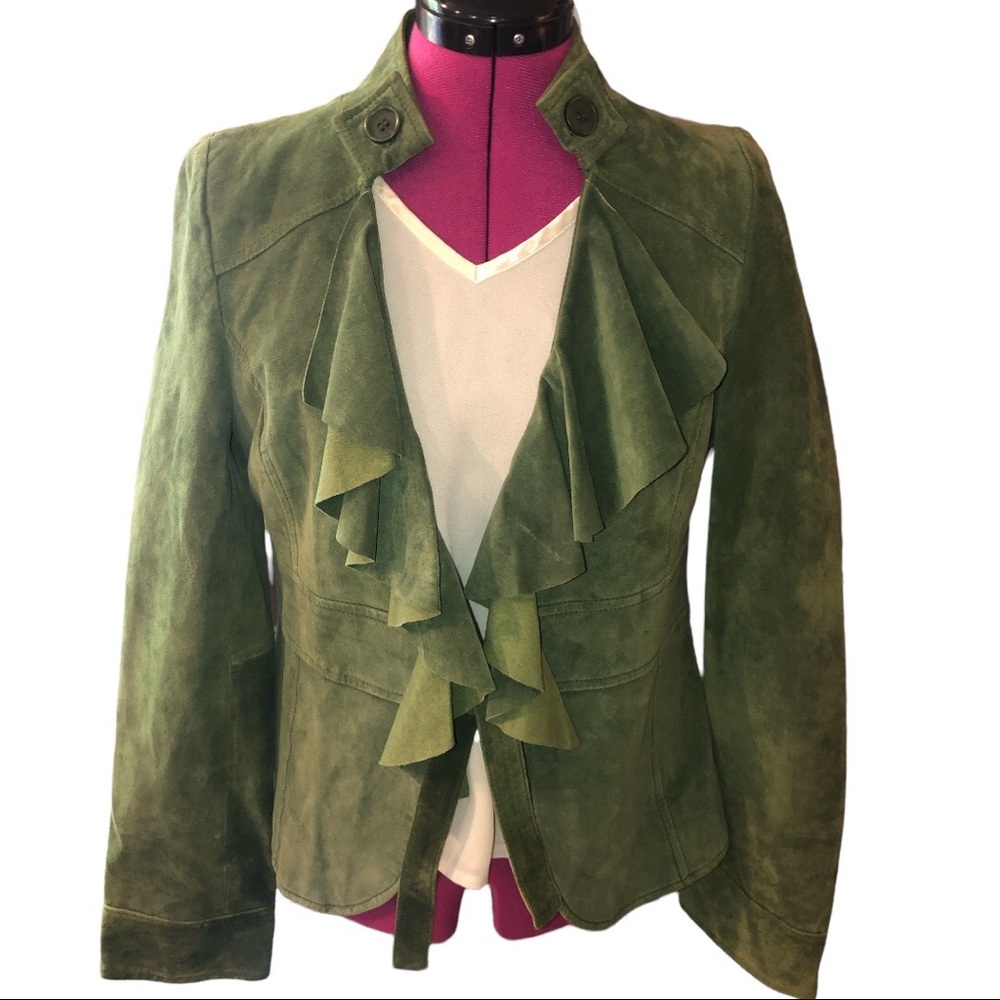 Simply Flawless Size Medium Green Leather Jacket /Blazer